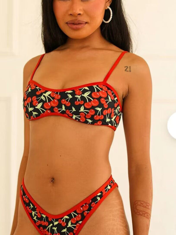Blue Zone Planet | Cherry Print Bandeau Bikini BLUE ZONE PLANET