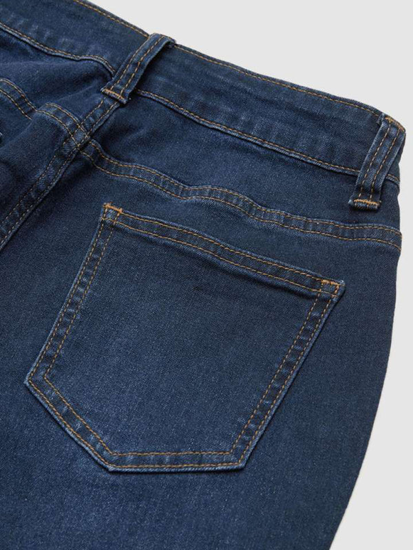 Blue Zone Planet | stretch slim fit spliced high waist flared denim trousers BLUE ZONE PLANET
