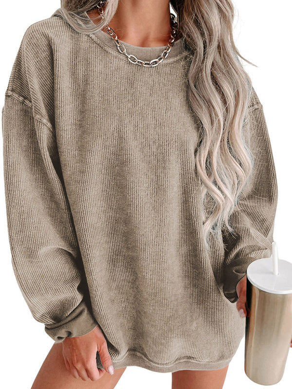 Sarah's Ribbed Knit Loose Sweatshirt Blue Zone Planet
