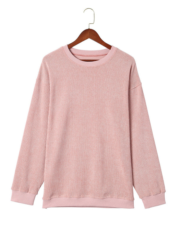 Sarah's Ribbed Knit Loose Sweatshirt Blue Zone Planet