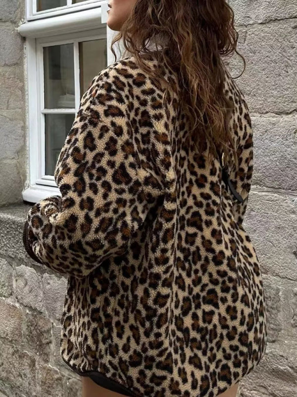 Women's new leopard print casual loose long-sleeved coat jacket kakaclo