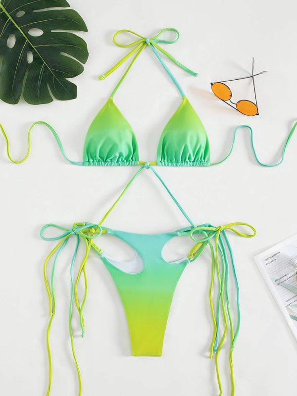 Women's new bikini gradient hollow fringed one-piece swimsuit kakaclo