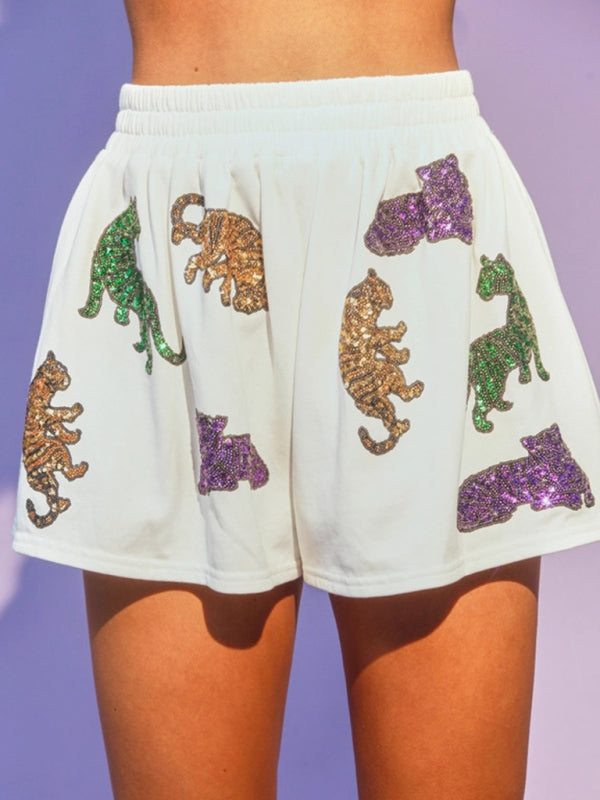 Anna's sequin short-sleeve and shorts two-piece set BLUE ZONE PLANET
