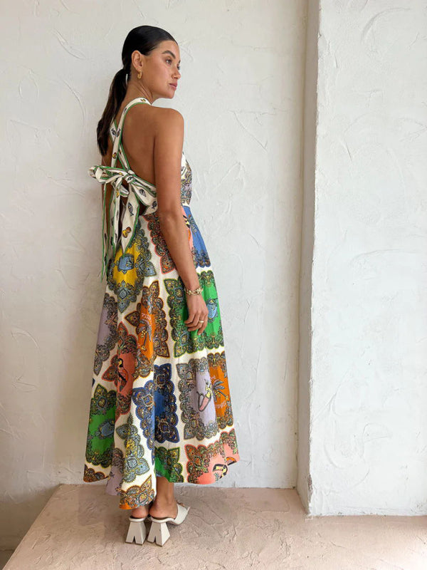 Blue Zone Planet |  style halterneck fresh and sweet printed pattern dress BLUE ZONE PLANET