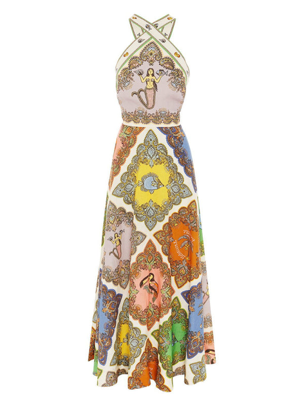 Blue Zone Planet |  style halterneck fresh and sweet printed pattern dress BLUE ZONE PLANET