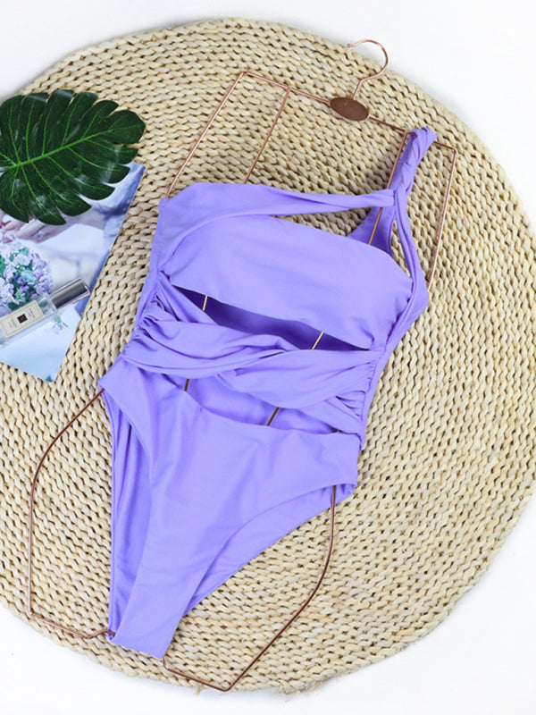 Blue Zone Planet |  Emma's Solid Color Hollow Backless One-Piece Swimsuit BLUE ZONE PLANET