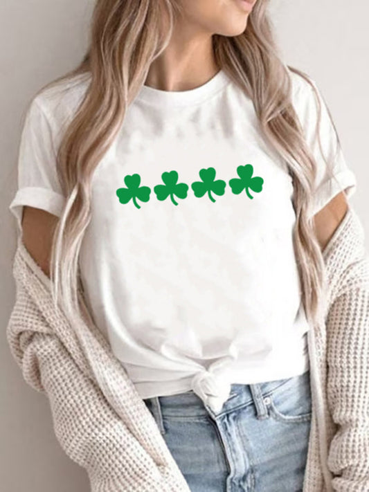 St. Patrick's Day Clover Graphic Print T-Shirt (Multiple Pictures Available) kakaclo