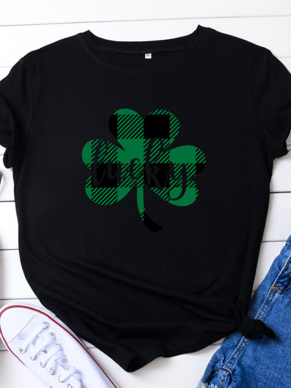 St. Patrick's Day LUCKY Pattern Short Sleeve T-Shirt kakaclo