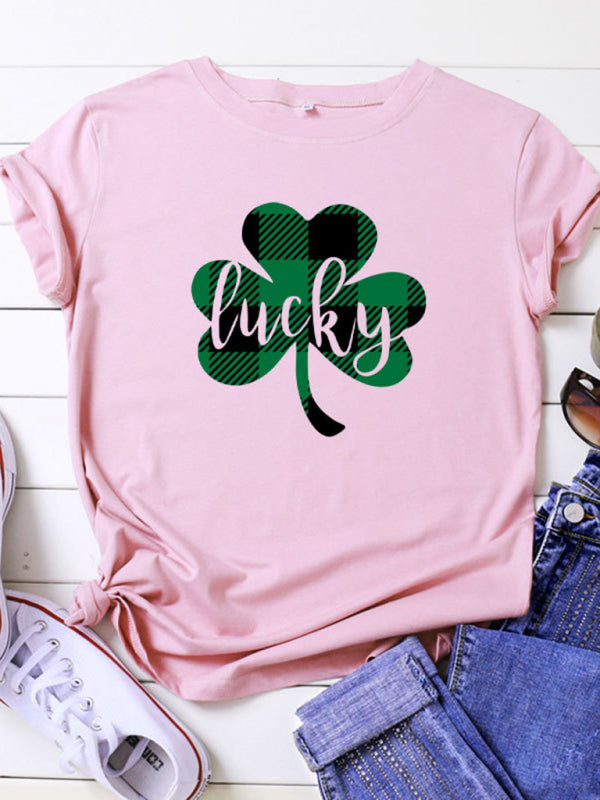 St. Patrick's Day LUCKY Pattern Short Sleeve T-Shirt kakaclo