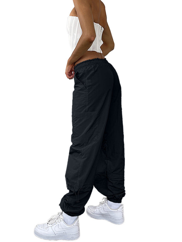 Loose strapped multi-pocket straight cargo pants BLUE ZONE PLANET