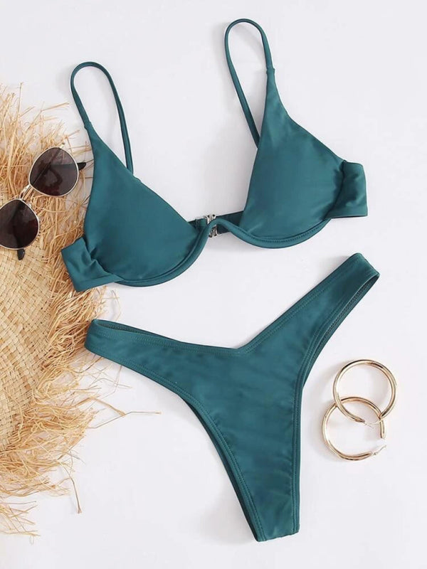 bikini solid color underwire swimsuit BLUE ZONE PLANET
