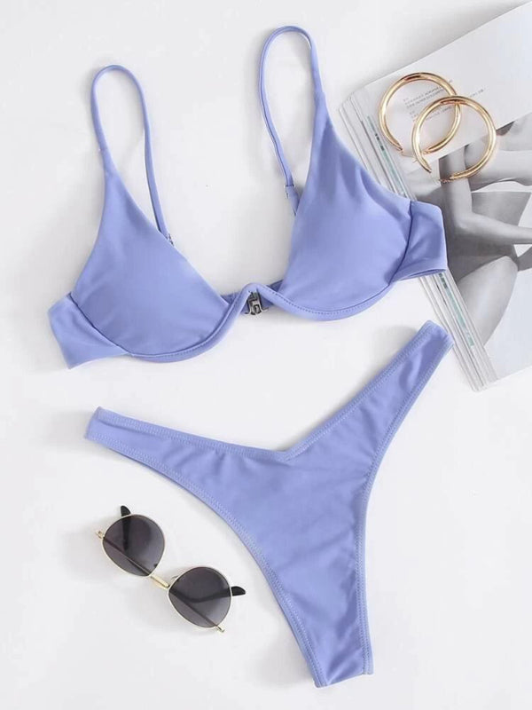 bikini solid color underwire swimsuit BLUE ZONE PLANET