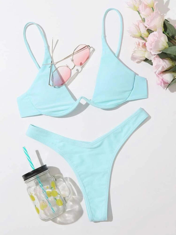 bikini solid color underwire swimsuit BLUE ZONE PLANET