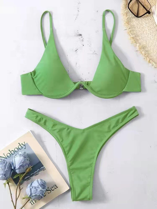 bikini solid color underwire swimsuit BLUE ZONE PLANET