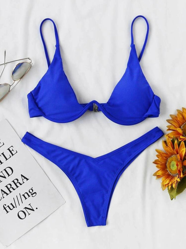 bikini solid color underwire swimsuit BLUE ZONE PLANET
