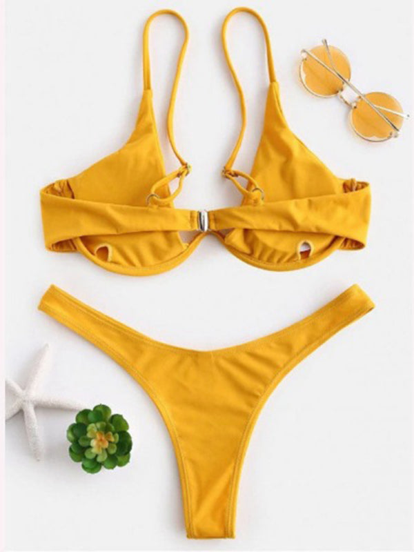 bikini solid color underwire swimsuit BLUE ZONE PLANET