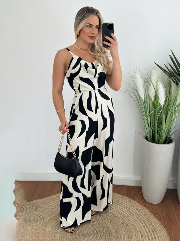 Blue Zone Planet |  commuting spaghetti strap jumpsuit straight trousers BLUE ZONE PLANET