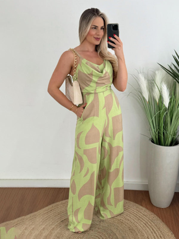 Blue Zone Planet |  commuting spaghetti strap jumpsuit straight trousers BLUE ZONE PLANET