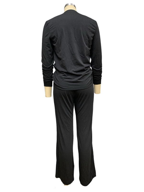 Blue Zone Planet |  long-sleeved T-shirt tops straight-leg trousers two-piece suit BLUE ZONE PLANET