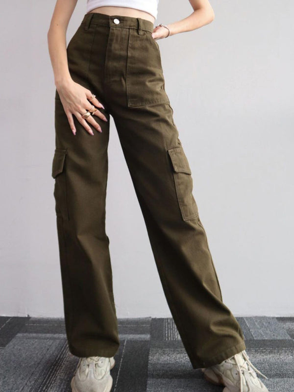 Blue Zone Planet |  Versatile pants, mid-rise three-dimensional pocket trousers, waist-cinching overalls BLUE ZONE PLANET