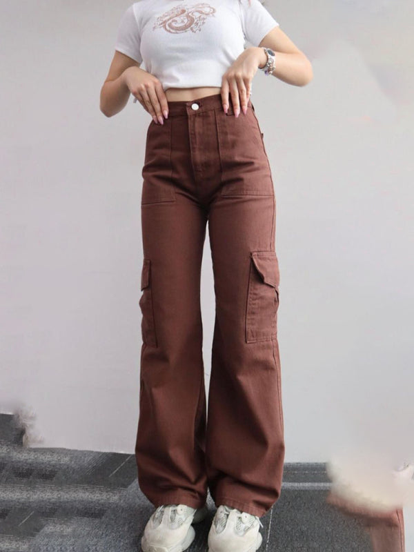 Blue Zone Planet |  Versatile pants, mid-rise three-dimensional pocket trousers, waist-cinching overalls BLUE ZONE PLANET