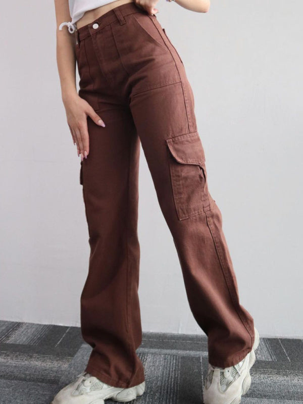 Blue Zone Planet |  Versatile pants, mid-rise three-dimensional pocket trousers, waist-cinching overalls BLUE ZONE PLANET