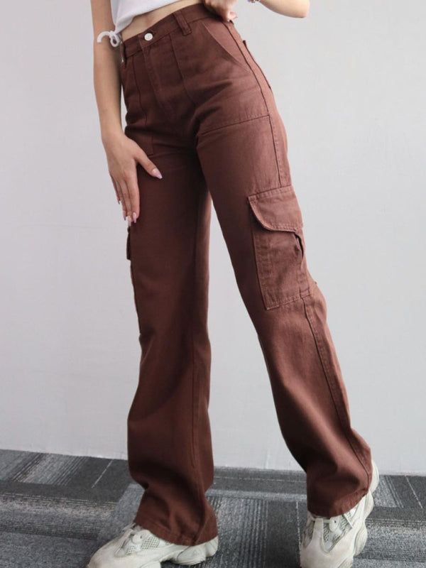 Blue Zone Planet |  Versatile pants, mid-rise three-dimensional pocket trousers, waist-cinching overalls BLUE ZONE PLANET