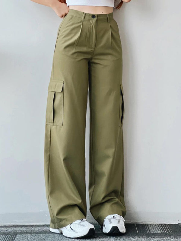 Blue Zone Planet |  Versatile pants, mid-rise three-dimensional pocket trousers, waist-cinching overalls BLUE ZONE PLANET