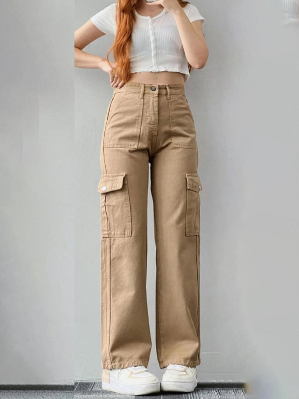 Blue Zone Planet |  Versatile pants, mid-rise three-dimensional pocket trousers, waist-cinching overalls BLUE ZONE PLANET
