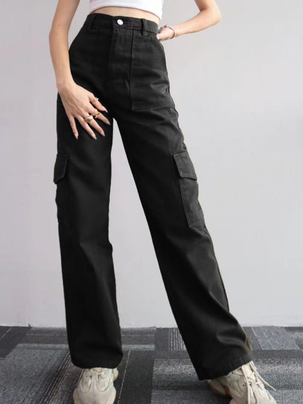 Blue Zone Planet |  Versatile pants, mid-rise three-dimensional pocket trousers, waist-cinching overalls BLUE ZONE PLANET