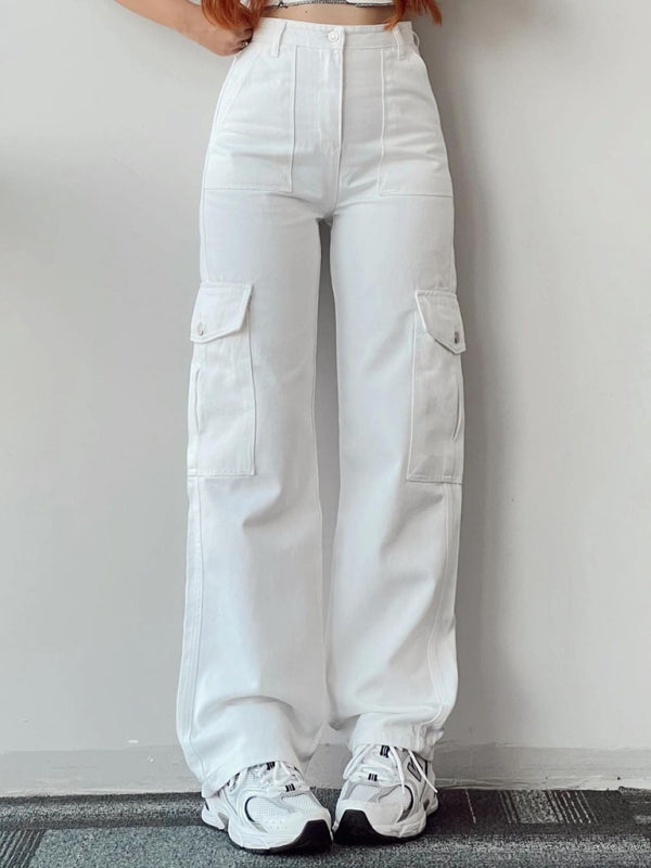 Blue Zone Planet |  Versatile pants, mid-rise three-dimensional pocket trousers, waist-cinching overalls BLUE ZONE PLANET