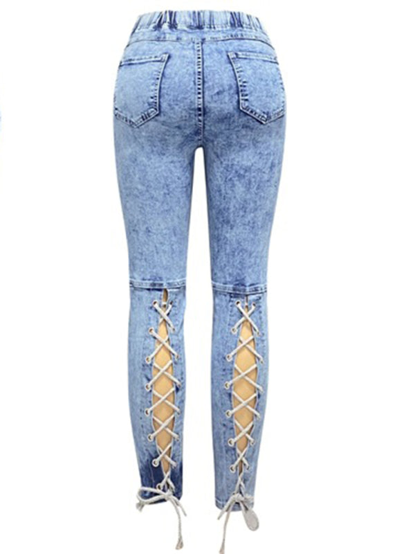 high-waist slimming personalized strappy jeans BLUE ZONE PLANET