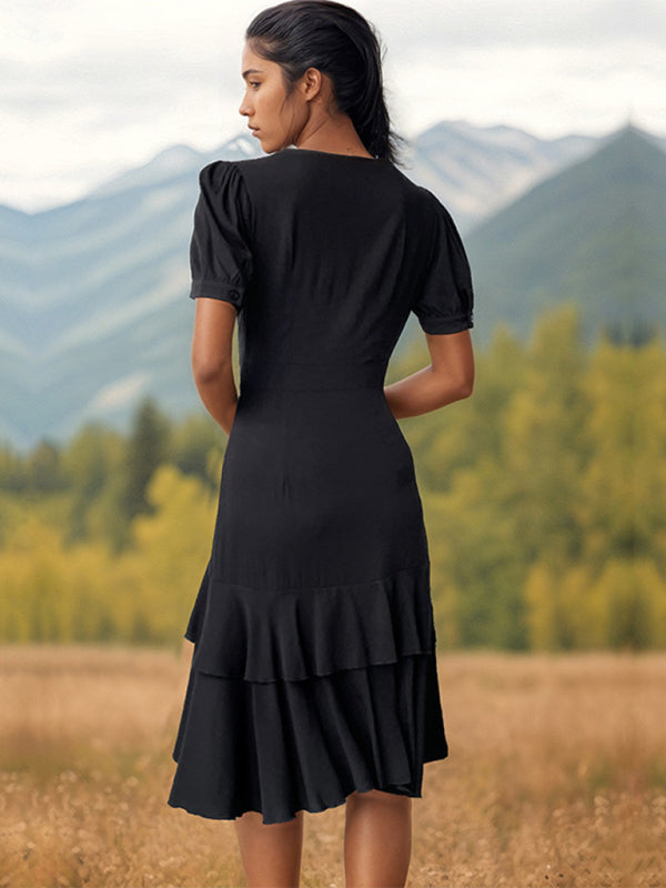 Solid Color Irregular Slim Dress BLUE ZONE PLANET