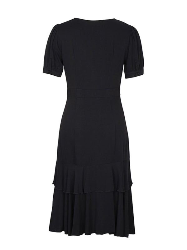 Solid Color Irregular Slim Dress BLUE ZONE PLANET