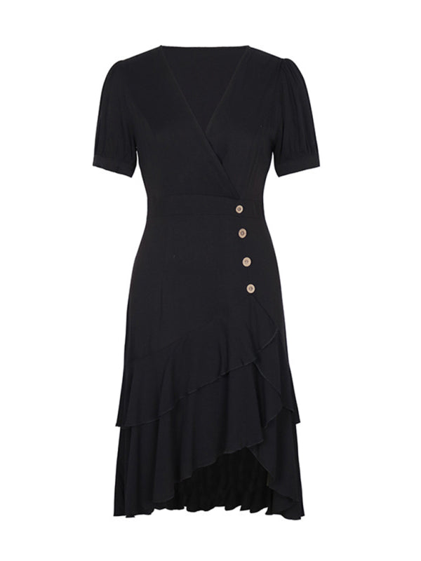 Solid Color Irregular Slim Dress BLUE ZONE PLANET