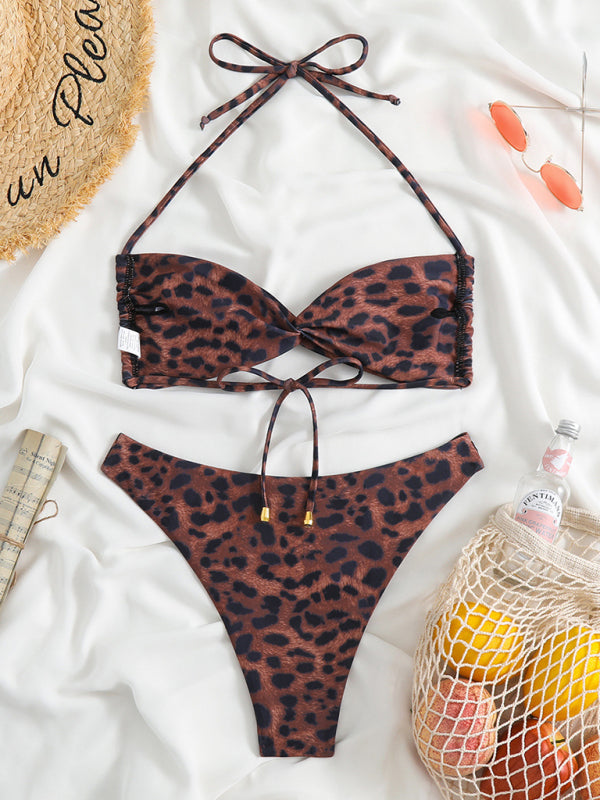 Blue Zone Planet |  adjustable strap leopard print bikini two-piece set BLUE ZONE PLANET
