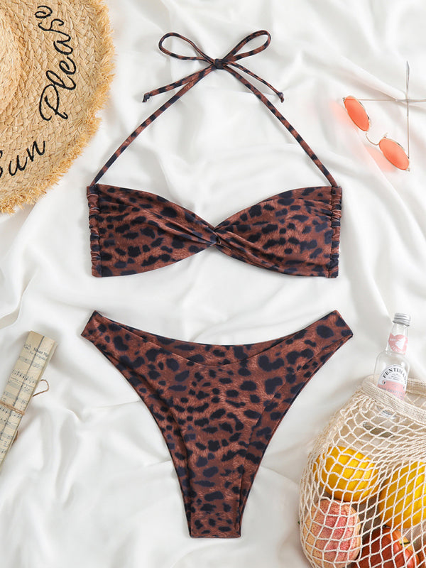 Blue Zone Planet |  adjustable strap leopard print bikini two-piece set BLUE ZONE PLANET