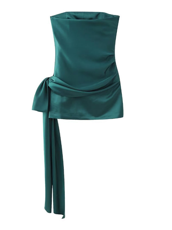 Blue Zone Planet |  Sophia's Stylish Slim-Fitting Bust-Embellished Short Tube Top Dress BLUE ZONE PLANET