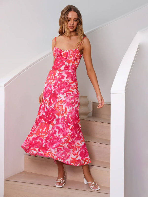 Blue Zone Planet |  Emily's Spaghetti Strap French Low-Cut Maxi Dress with Beautiful Back BLUE ZONE PLANET