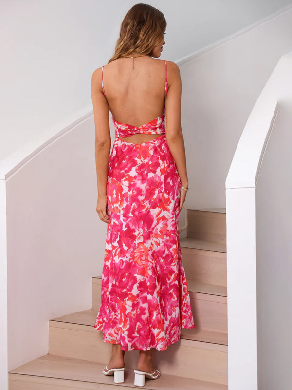 Blue Zone Planet |  Emily's Spaghetti Strap French Low-Cut Maxi Dress with Beautiful Back BLUE ZONE PLANET