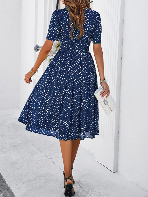 elegant polka dot print strappy dress BLUE ZONE PLANET