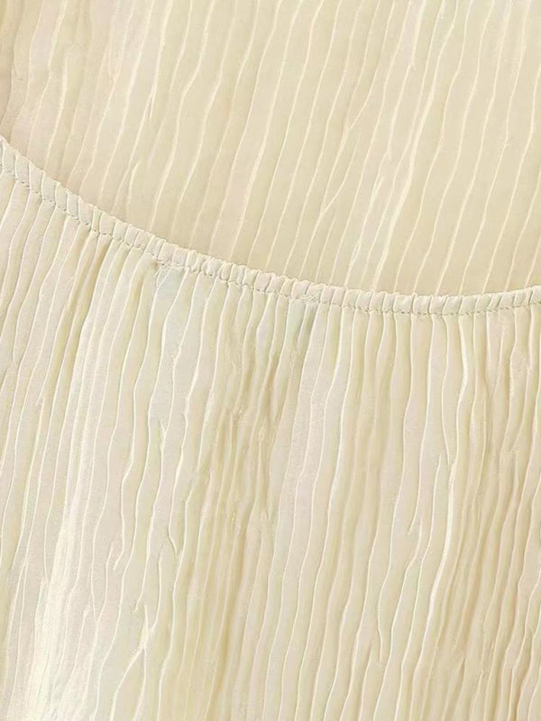Blue Zone Planet |  asymmetrical halterneck top/elastic waist pleated pants BLUE ZONE PLANET