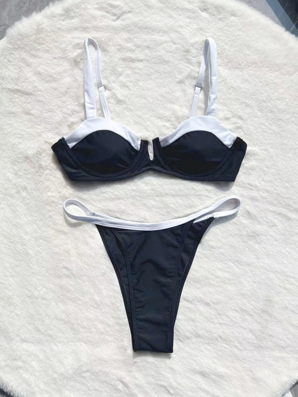 Blue Zone Planet |  bikini low waist stitching split swimsuit swimsuit BLUE ZONE PLANET