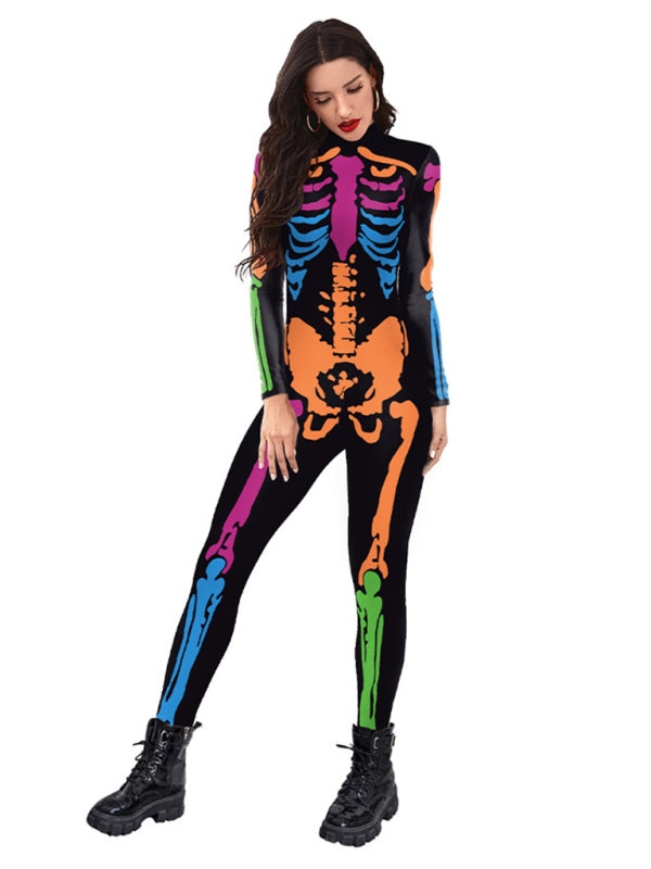 Blue Zone Planet |  Halloween New Product Colorful Human Skeleton Print Carnival Cosplay One Piece kakaclo