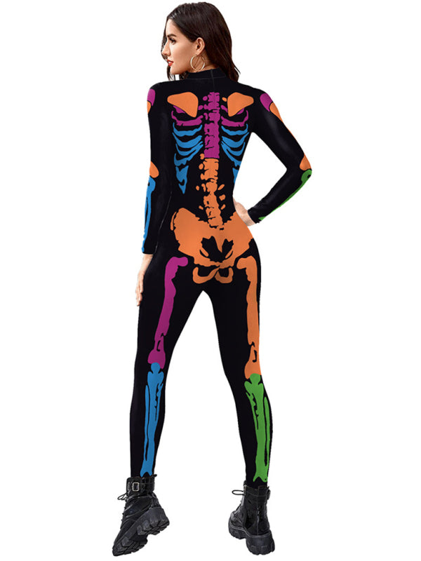 Blue Zone Planet |  Halloween New Product Colorful Human Skeleton Print Carnival Cosplay One Piece kakaclo