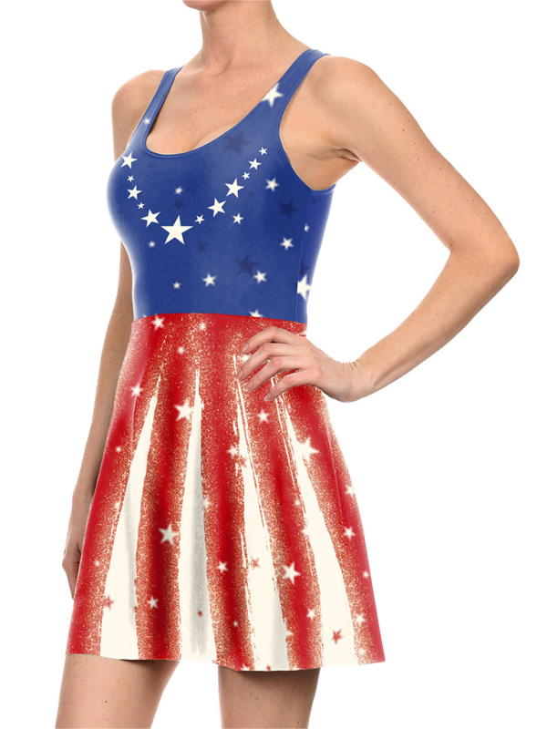 Blue Zone Planet | Independence Day Flag Print Dress BLUE ZONE PLANET