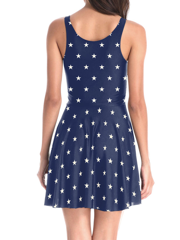 Blue Zone Planet | Independence Day Flag Print Dress BLUE ZONE PLANET