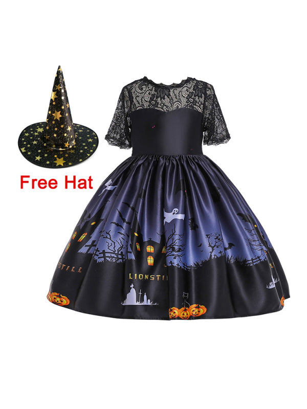 Blue Zone Planet |  Halloween dressHalloween witch cosplay cosplay dress cartoon children's print dress kakaclo