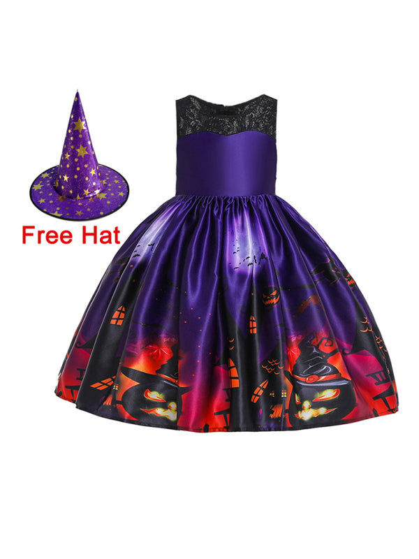 Blue Zone Planet |  Halloween dressHalloween witch cosplay cosplay dress cartoon children's print dress kakaclo