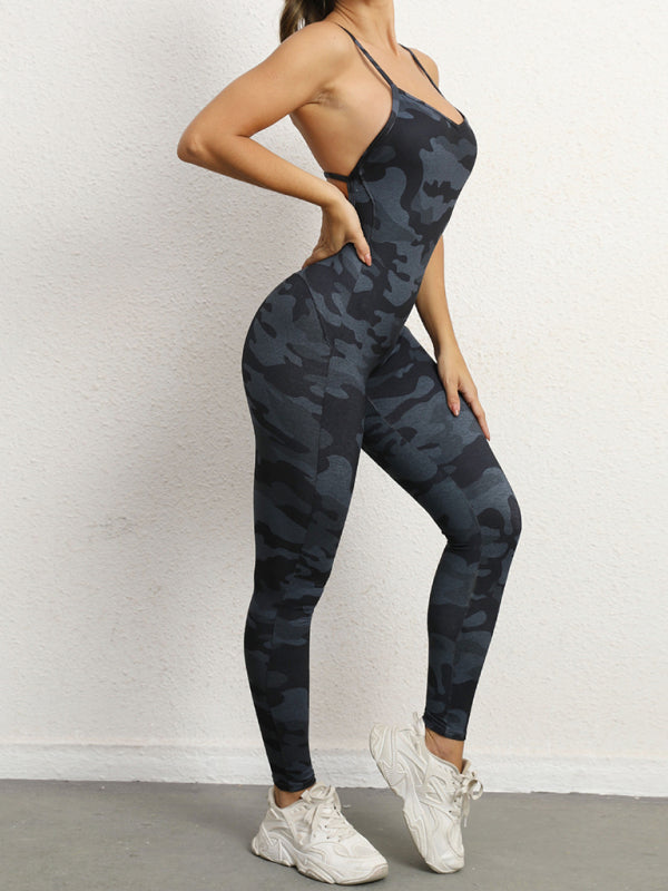 backless yoga fitness jumpsuit BLUE ZONE PLANET